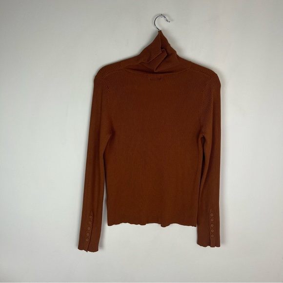 Anthropologie Maeve Terracotta Ribbed Turtleneck Sweater Size L - Picture 3 of 6